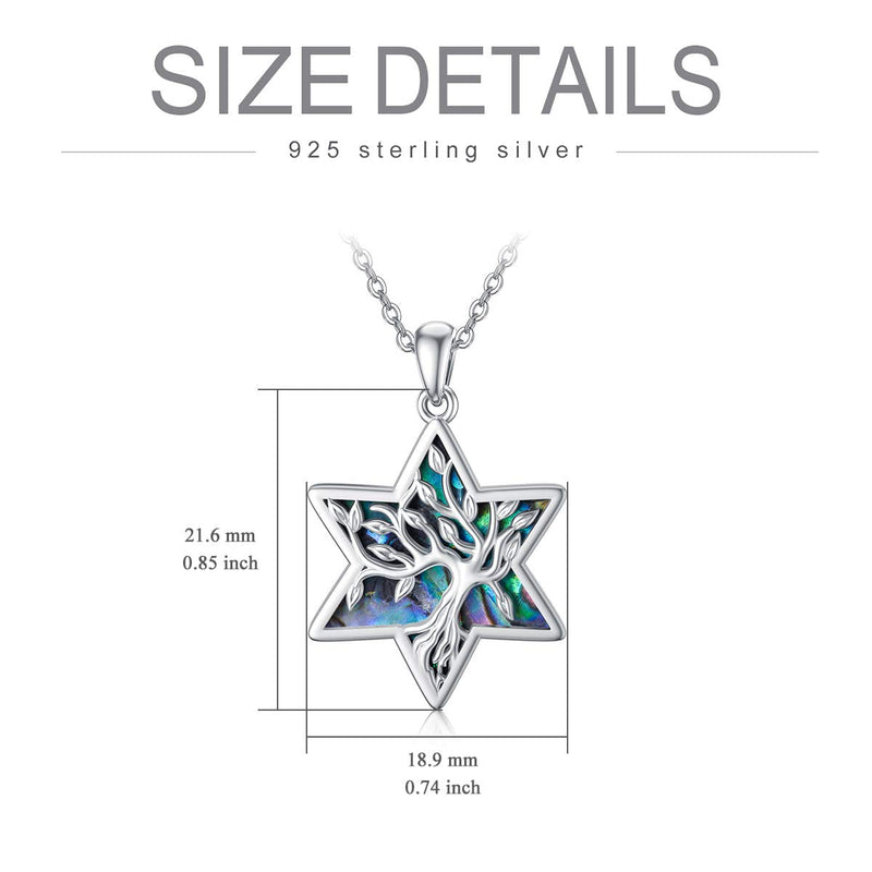 ONEFINITY Tree of Life Necklace 925 Sterling Silver Abalone Shell Celtic Knot Pendant Necklace for Women Jewelry Star of David Tree - BeesActive Australia