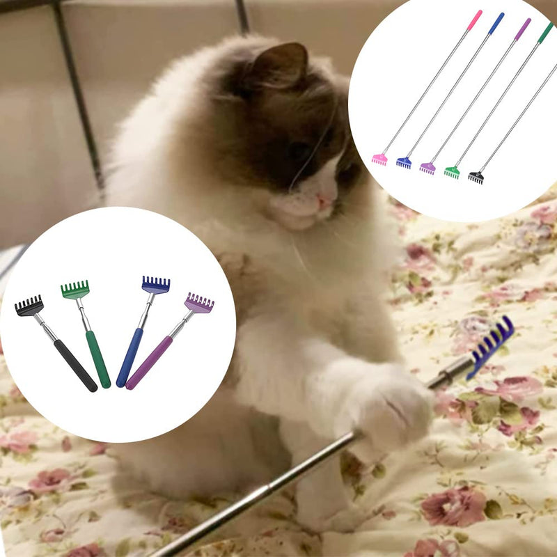 Stainless Steel Back Scratcher Massager Metal Compact Extendable 5 Section 20-68cm Scratching Tool, Portable Extendable Back Scratcher, Telescopic Back Scratcher for Human & Pet Black - BeesActive Australia