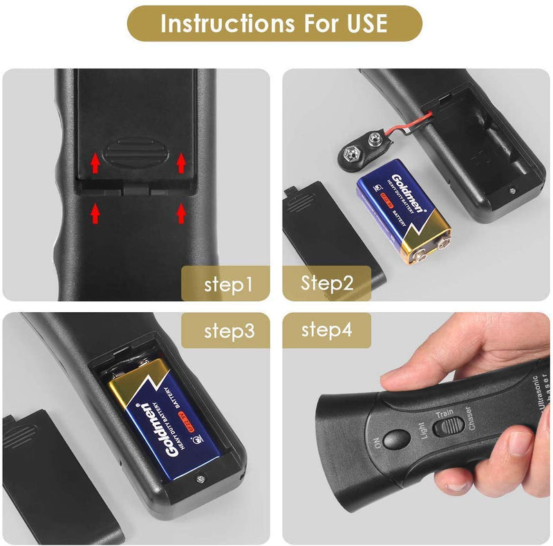 Amazingbuy Ultrasonic Dog Trainer Device Electronic Dog Deterrent/Dog Barking Control Devices Training Tool Stop Barking Sonic Dog Repeller (Black) - BeesActive Australia