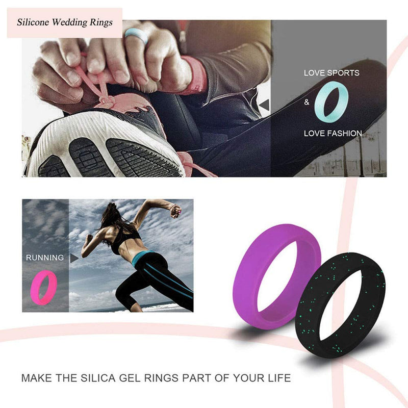 NY Silicone Wedding Rings for Women, 7 Rings Pack Soft Women's Rubber Ring Bands with Comfort Fit, Silicone Ring Suitable for Engagement, Workout 4.5-5 (15.7mm) - BeesActive Australia