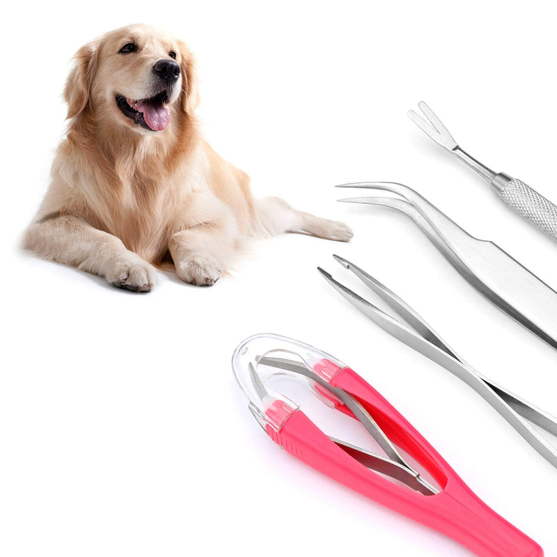 AIDBUCKS Premium Tick Removal Kit - Stainless Steel Tick Remover Hook Tweezers - Use for Cats Dogs Pets Humans Gray - BeesActive Australia