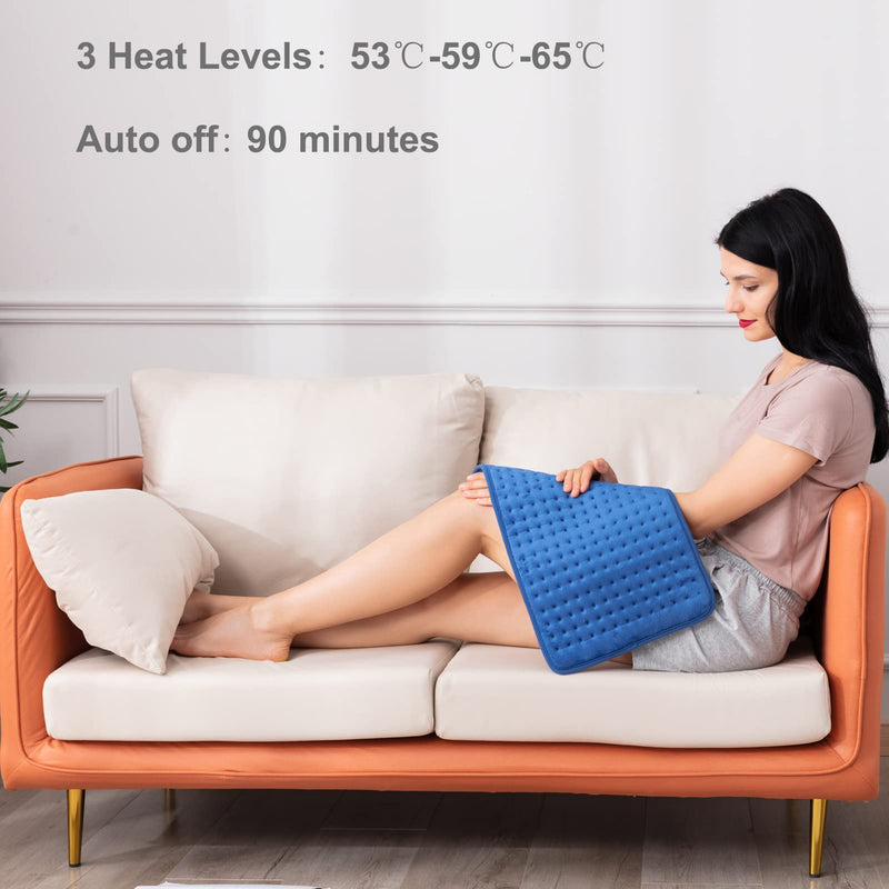 Electric Heat Pad - Heating Pads for Back Pain Relief, Auto Shut Off Heated Pad, Machine Washable 30x60 cm (Royal Blue) Royal Blue - BeesActive Australia