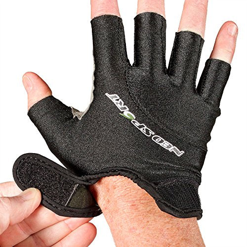 [AUSTRALIA] - NeoSport 3/4 Finger Neoprene Gloves, 1.5mm Unisex Design, Biking, Sailing, Black Large 