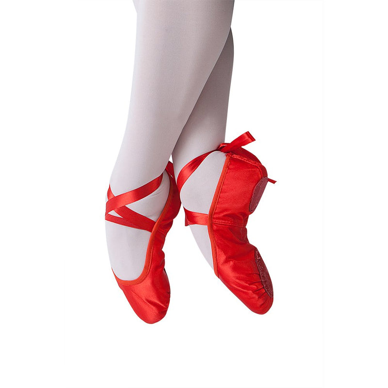 MSMAX Women's Professional Ballet Dance Shoes Split Sole Performa Flats with Ribbon 8.5 Narrow Toddler Red - BeesActive Australia