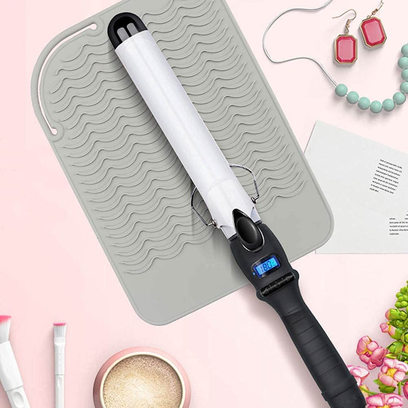 Heat Resistant Mat for Hair Straighteners, Silicone Curling Wands Mat Portable Travel Anti-Scald Mat for Flat Iron Hot Hair Salon Tools(Gray) 1-gray - BeesActive Australia