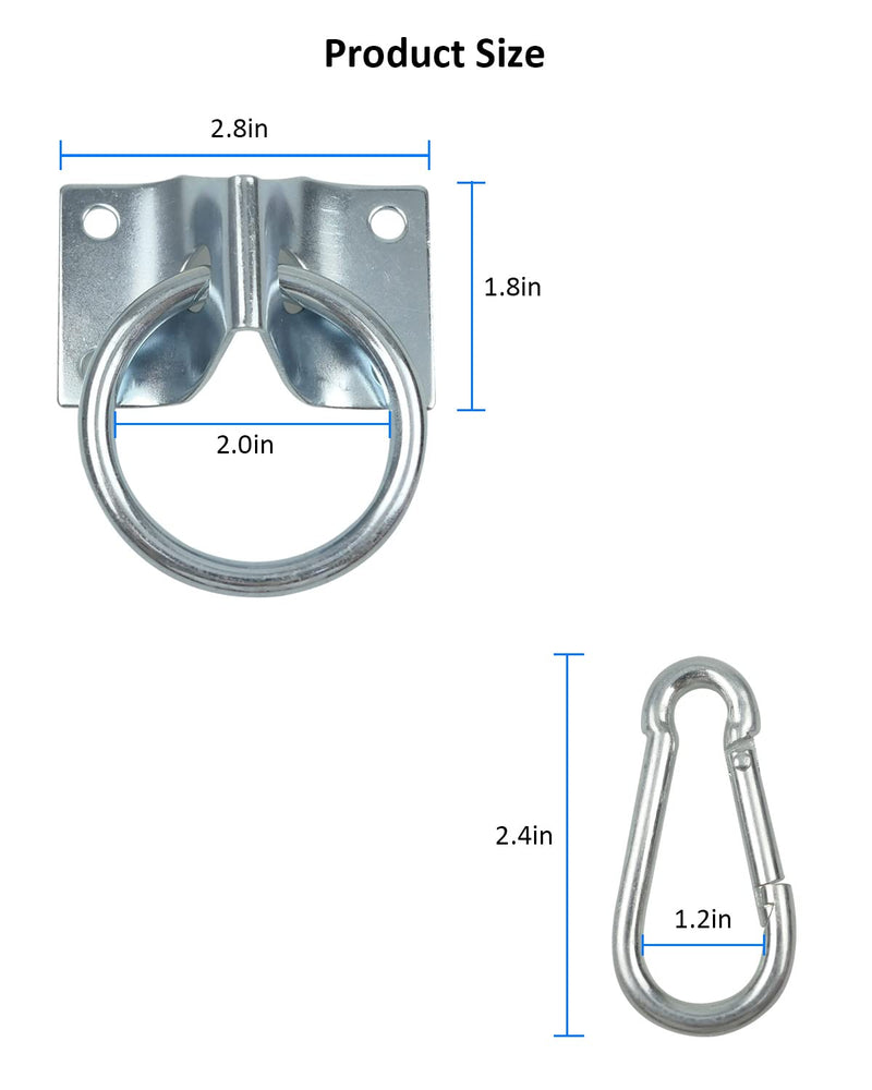 Nahntaipy Horse Tie Ring, Horse Cross Ties Set of 4 with Spring Snap Hook Carabiners, for Horse Stall Guards Blocker Hitching Barn Supplies 2 inch - BeesActive Australia