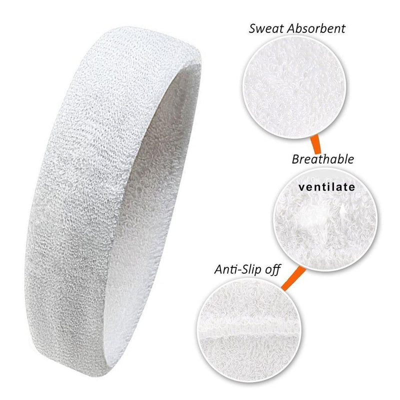 Amyzor Athletic Moisture Wicking Sweatband Headband Wristband for Men Women Sports Headband (Black) - BeesActive Australia