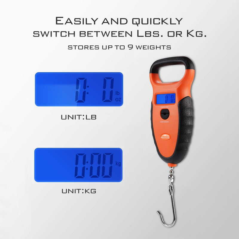[AUSTRALIA] - KastKing Waterproof Floating Digital Fishing Scale with No-Puncture Lip Gripper. Dual Mode - Pounds/Ounces & Kilograms. 0-50 Lbs/22.68 Kg, Lightweight ABS Frame, Non-Slip Handle. 10.23“ X 3.14" X 1.27" 