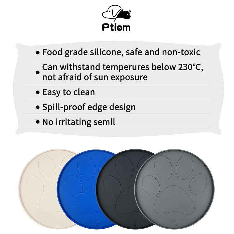 Ptlom Pet Placemat for Dog and Cat, Mat for Prevent Food and Water Overflow, Suitable for Small, Medium and Big Pet, Silicone Single Paw Grey - BeesActive Australia