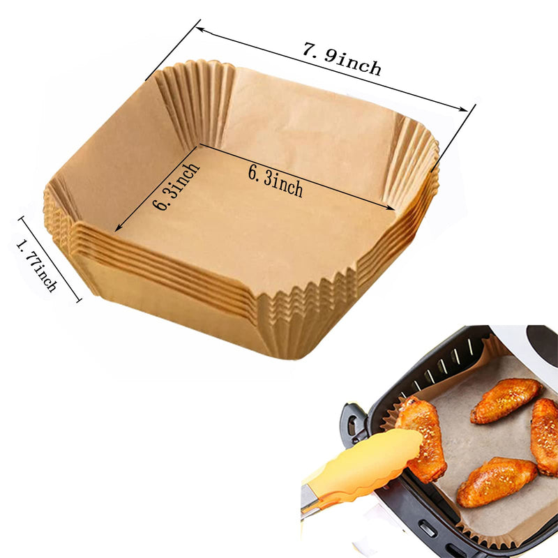 Ailifeer Air Fryer Disposable Paper Liner Square 6.3inch-7.9inch 100PCS Natural Baking Parchment Paper Air fryer liners,Oil-Proof High Temperature,for Air Fryers,Ovens,Pan and Microwaves square-100PCS - BeesActive Australia