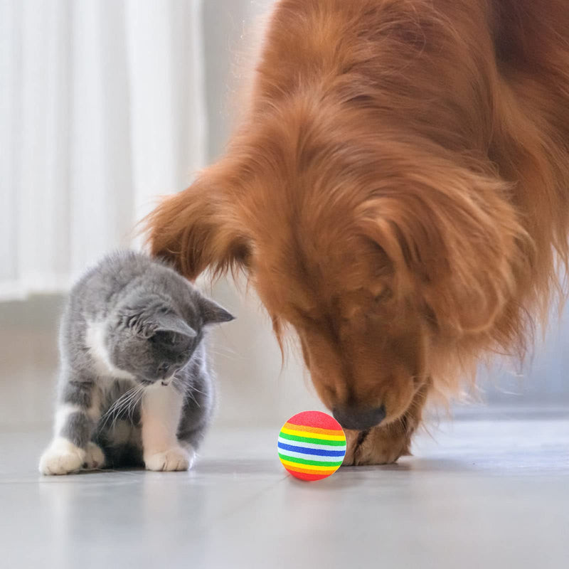 15pcs 35mm Soft Pet Cat Toy Sponge Balls Interactive EVA Foam Colorful Rainbow Toys Balls for Small Dog Puppy Kitty Indoor Outdoor Play Activity Chase Training - BeesActive Australia