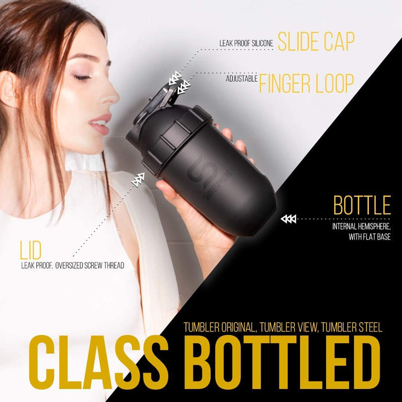 SHAKESPHERE Tumbler VIEW: Protein Shaker Bottle with Side Window, 24oz ● Capsule Shape Mixing ● Easy Clean Up ● No Blending Ball Needed ● BPA Free ● Mix & Drink Shakes, Smoothies, More (Gun Metal) Gun Metal - Clear Window - BeesActive Australia