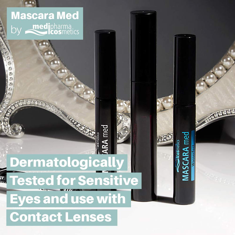 Medipharma Cosmetics Black Mascara Med - Paraben Free Mascara for Eyelashes, Dermatologist Tested for Sensitive Eyes, Promotes Eyelash Growth - Eyelash Thickening and Lengthening Mascara Eye Makeup - BeesActive Australia