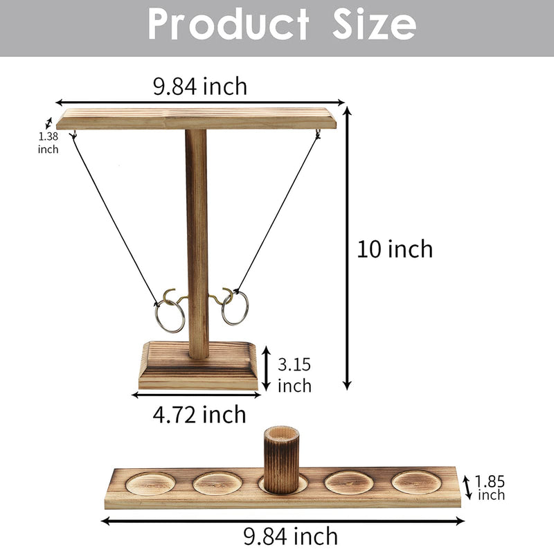 Hook and Ring Game Handmade Wooden Toss Game Screw Fixed Ring Toss Game Ring Toss Tabletop Game Party Games Backyard Games for Kids and Adults carbon black - BeesActive Australia