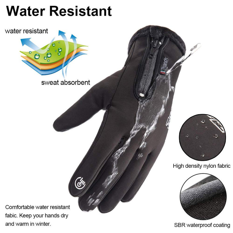 [AUSTRALIA] - GORELOX Winter Warm Gloves,Touchscreen Cold Weather Driving Gloves Windproof Anti-Slip Sports Gloves for Cycling Running Skiing Hiking Climbing,Men ＆ Women black Medium 