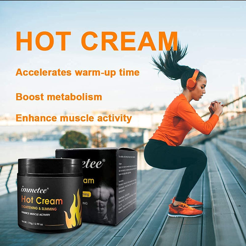 immetee Hot Cream, Sweat Fat Burning Gel - Natural Anti Aging Weight Loss Cream, Workout Enhancer For Shaping Waist, Abdomen and Buttocks Slimming Cream for Men and Women (Hot Cream 170g) - BeesActive Australia