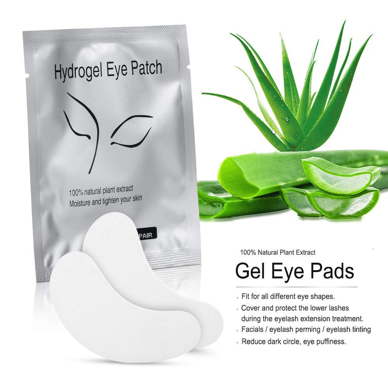 100 Pairs Eyelash Extension Hydrogel Eye Patches, Under Eye Gel Pads-100% Natural Lint Free DIY Lashes Extension supplies(Silver) - BeesActive Australia