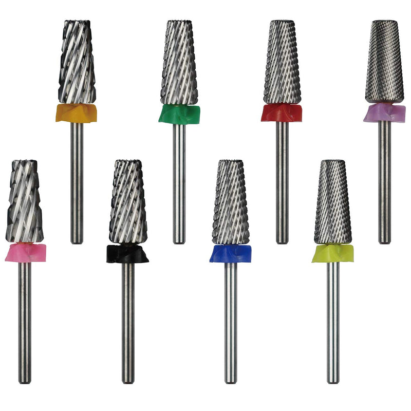 C & I 5 in 1 Multi-function Tapered Shape Nail Drill, Cross Teeth Edition, Professional Drill Bit for Nail Manicure Machine (Middle - M) Middle - M - BeesActive Australia