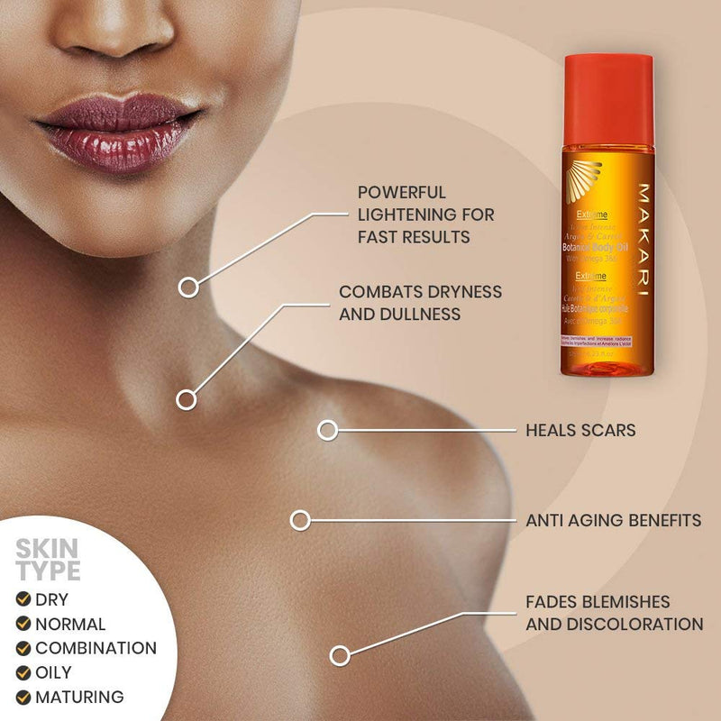 Makari Extreme Botanical BODY Oil 4.23 fl. Oz. – Moisturizing, Toning & Anti-Aging Body Treatment With Omega 3 & 6, Argan, Carrot & Soybean Oils – Hydrating Formula for Wrinkles & Dryness - BeesActive Australia