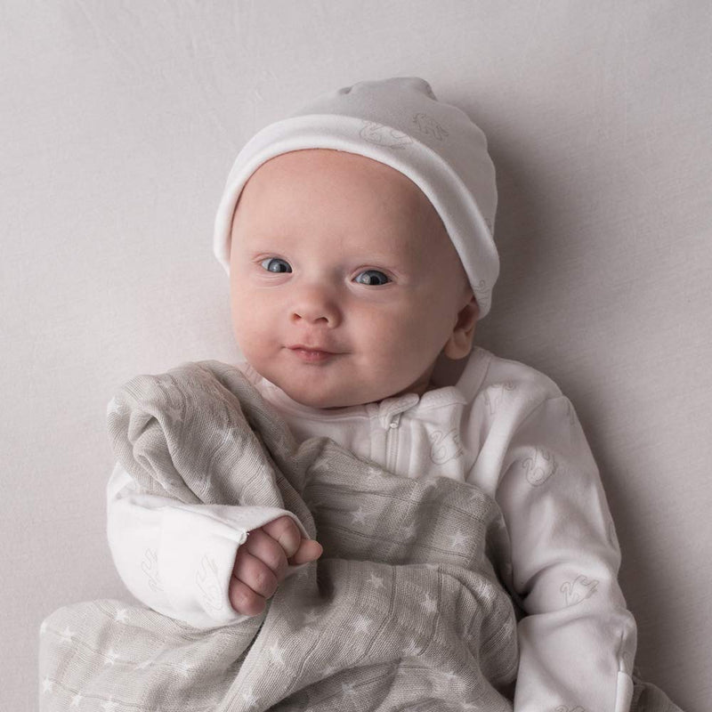 Ziggle - Muslin Cloths for Baby - Newborn Essentials - Baby Swaddle - Burping - Baby Muslins Pack - Baby Essentials - Gifts - Grey/White - BeesActive Australia
