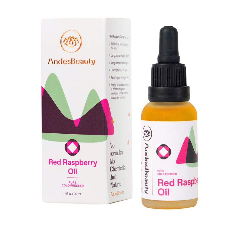 AndesBeauty Red Raspberry Seed Oil – Cold Pressed 100% Natural – Ideal for Slowing the Aging Process – Stimulates Collagen Production – Helps Your Skin Look More Youthful and Vibrant – 1 Oz - BeesActive Australia