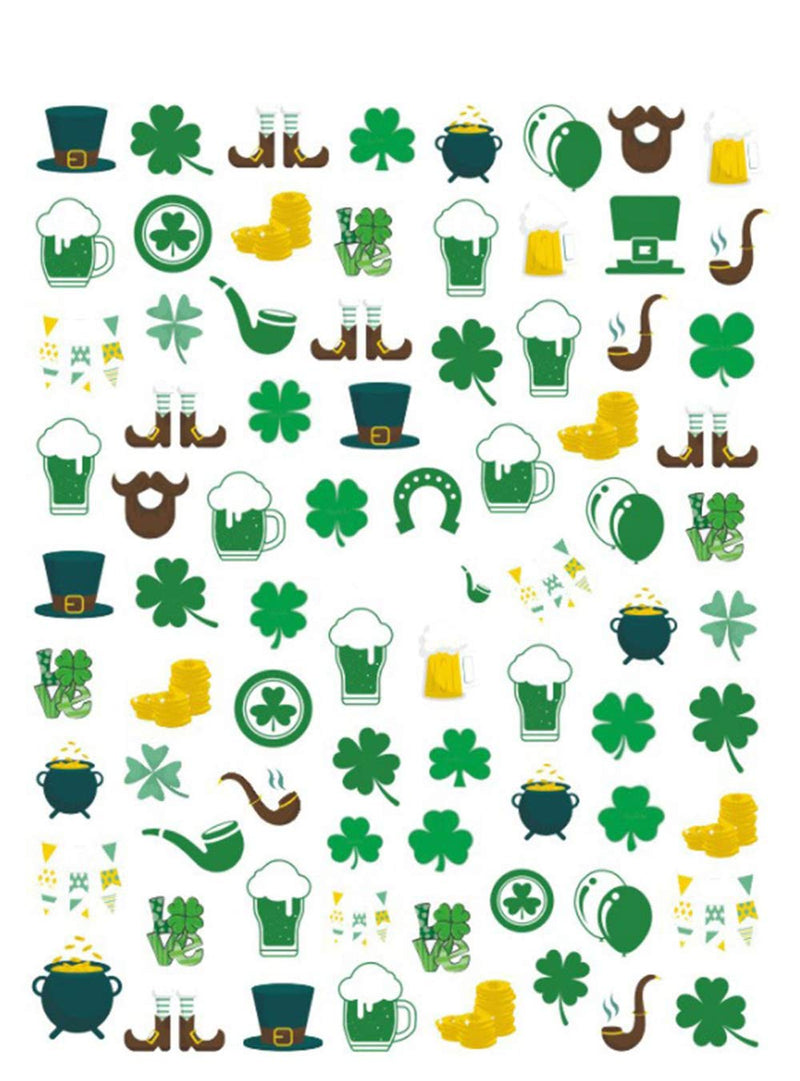 3D St.Patrick's Day Nail Art Stickers Lucky Clover Nail Decals Shamrock Green Leaf Dollar Coins Spring Design Nail Art Supplies Self Adhesive Nail Stickers for Acrylic Nail Decorations 7 Sheets - BeesActive Australia