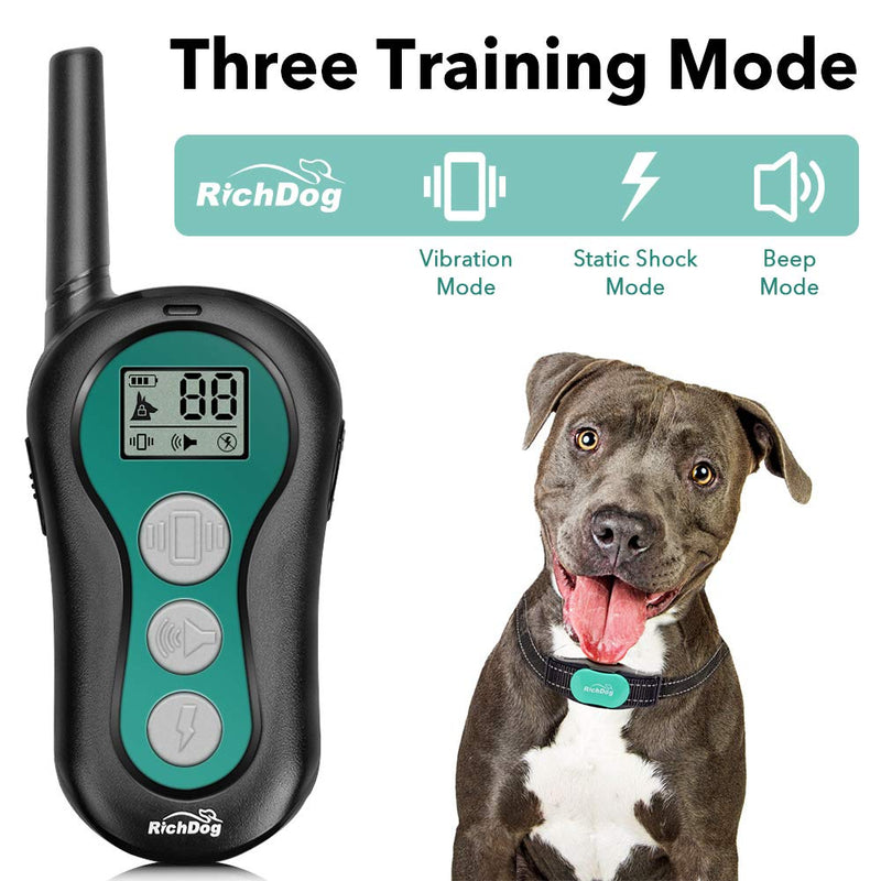 RICHDOG Dog Training Collar - Waterproof Dog Shock Collar with Remote Range Up to 1000ft, 1~99 Levels Beep, Vibration, Shock Modes, Rechargeable Dog Collar for Large Medium Small Dogs, Safe Large Dogs - BeesActive Australia