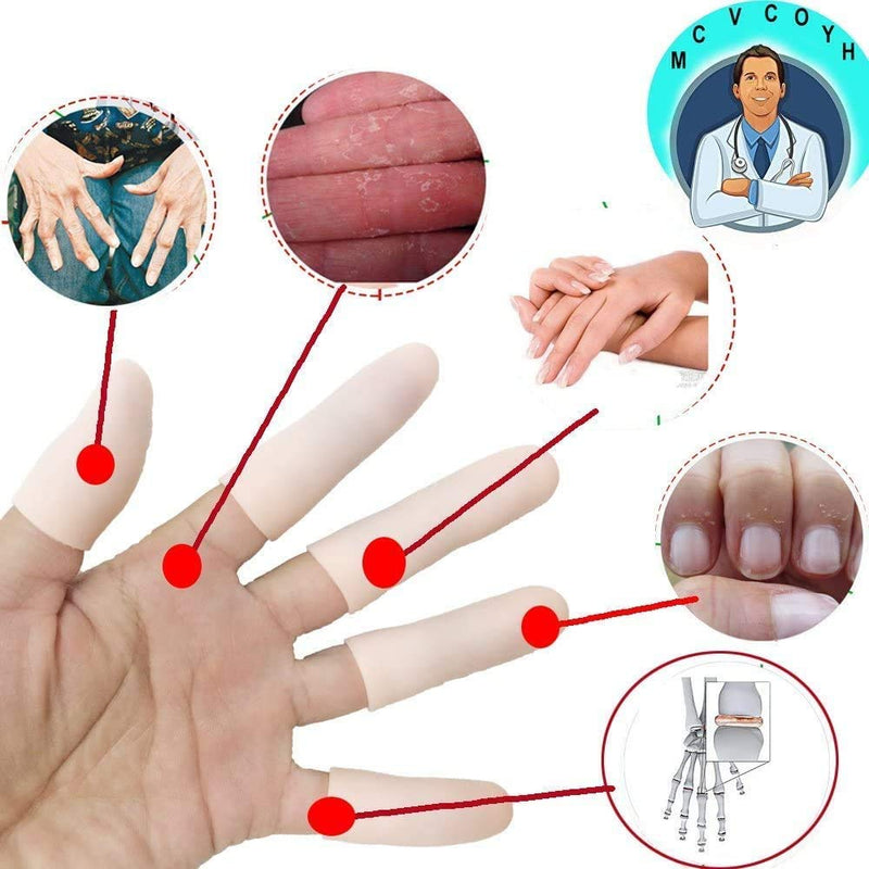 Mcvcoyh Finger Protectors, 14 Pcs Finger Cots, Gel Finger Sleeves to Protect Fingertips, Hand Eczema 12 Pack - BeesActive Australia
