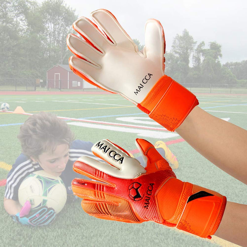 Wrzbest Youth Kids Goalkeeper Gloves Professional Goalie Gloves,Soccer Football Goalkeeper Gloves with Strong Grip and Finger Spines Protection for The Toughest Saves and Prevent Injuries Orange 5 - BeesActive Australia