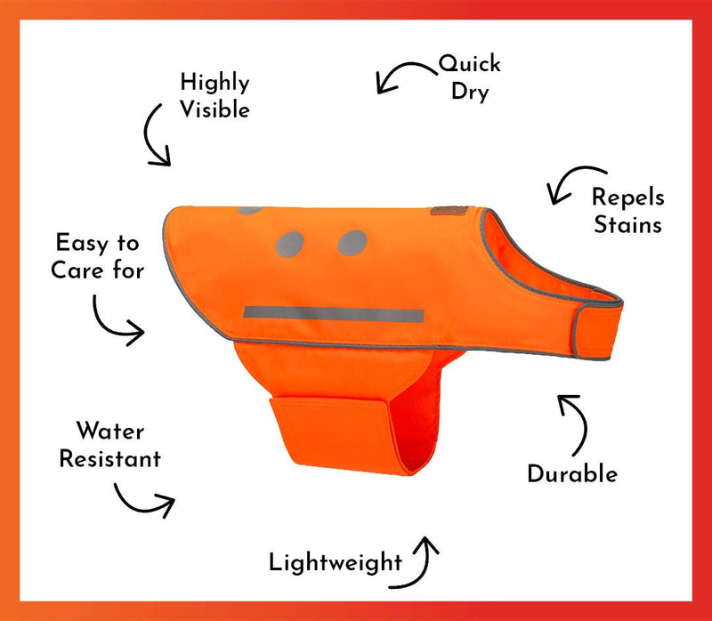 SPOT THE DOG! Reflective Vest Safety Apparel for All Dogs - Easy Fastening Closure, High Visibility Fluorescent Orange Large - BeesActive Australia