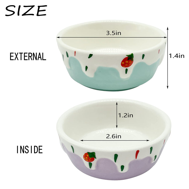 Hamster Food Bowl,Small Animals Ceramic Food Water Bowl Prevent Tipping Moving for Guinea Pig Rabbit Gerbil Chinchilla Hedgehog Rat (2 Pack) (- Color: Purple + Blue) - BeesActive Australia