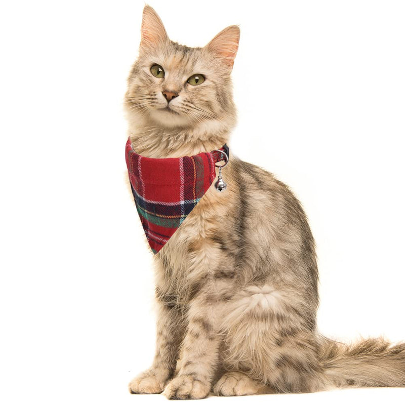 Lamphyface Christmas Cat Collar Breakaway with Cute Removable Bow Tie Flower Bandana and Bell for Kitty Adjustable Safety Plaid - BeesActive Australia