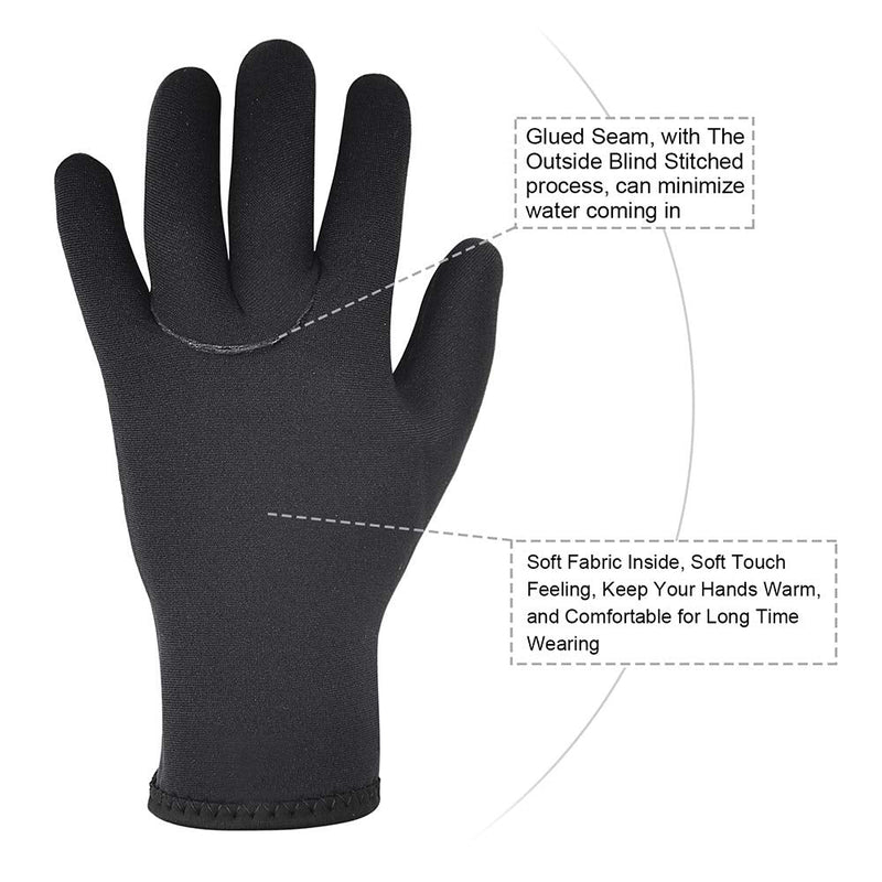 XUKER Water Gloves, 3mm & 5mm Neoprene Five Finger Warm Wetsuit Winter Gloves for Scuba Diving Snorkeling Paddling Surfing Kayaking Canoeing Spearfishing Skiing 5mm-black Large - BeesActive Australia