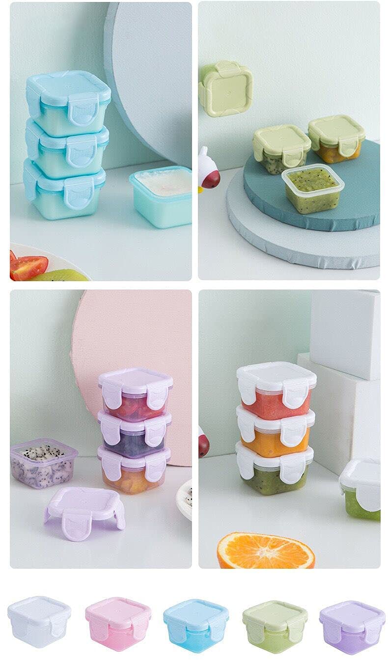Small Plastic Pots,6 PCS Mini Weaning Pots with Lids Baby Food Storage Boxes Food Container Weaning Feeding Freezer Food Pots 60ML Black - BeesActive Australia