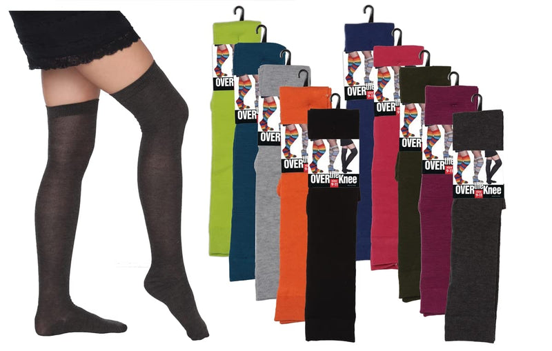 Isadora Paccini Women's Over The Knee Socks 6 Pairs Colorful (B) - BeesActive Australia