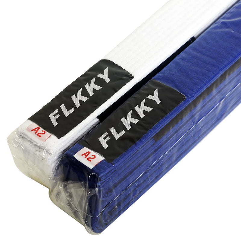 FLKKY BJJ Belt for Kids and Adult,Brazilian Jiu Jitsu Belt with Sleeve Bar for Ranking Stripes IBJJF Competition Approved White A0 - BeesActive Australia