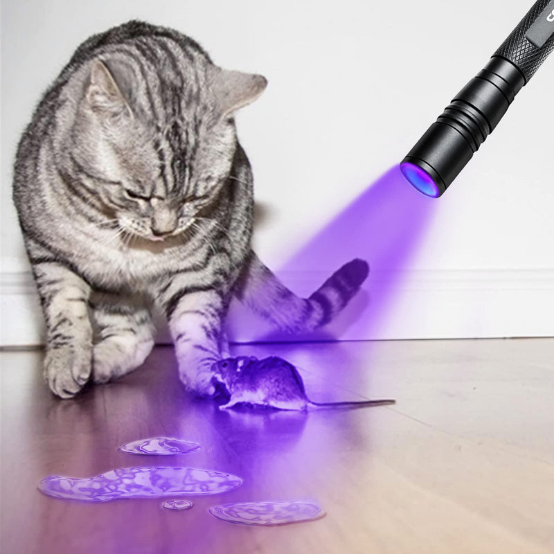 UV Flashlight, LED 395nm Ultraviolet Flashlight, Zoomable Pen Blacklight Flashlight IP54 Waterproof Detector for Pet Urine, Cat Dog Stains, Bed Bug, Household Wardrobe Toilet - BeesActive Australia