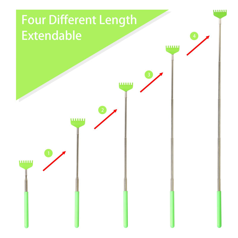 Back Scratcher, Stainless Steel Back Scratcher Massager, Telescoping Scratching Tool, Portable Extendable Back Scratcher with Telescopic Handle for Adults Men Women Itch Relief(Green) Green - BeesActive Australia