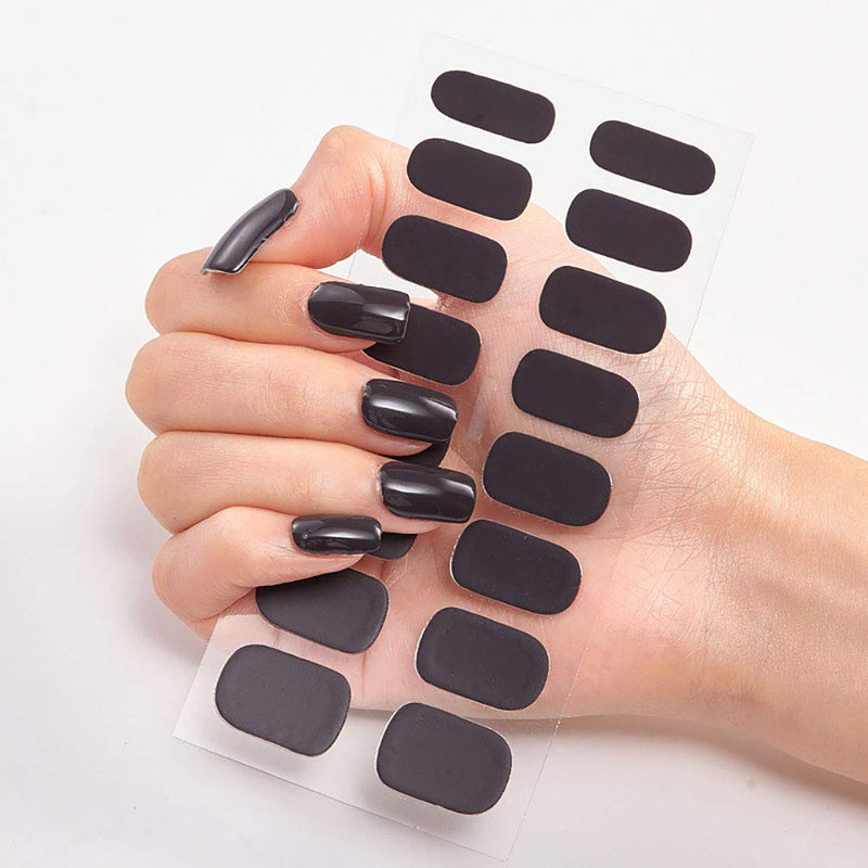 SILPECWEE 8 Sheets Solid Color Adhesive Nail Polish Wraps Stickers Strips Set and 1Pc Nail File Nail Art Decals Tips Manicure Accessories NO1 - BeesActive Australia