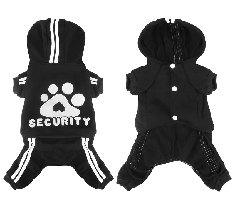 Otunrues Dog Hoodie, Dog Clothes Sweater 4 Legs Dog Jumpsuit Fleece Sweatshirt Security Patterns Dog Outfit Dog Winter Clothes Cotton Puppy Hoodies for Small Medium Large Dogs Cats Apparel Black - BeesActive Australia