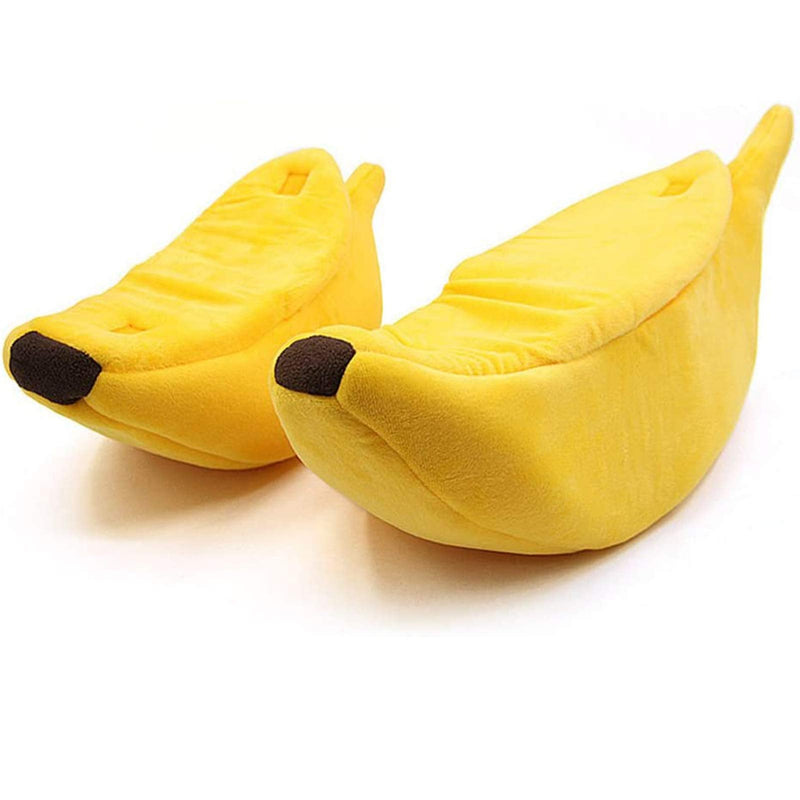SEIS Winter Cat Banana Bed Dog House Warm Boat Pet Sleep Nest Cotton Cushion Coral Fleece Dog Pad Cat Mat Medium - BeesActive Australia
