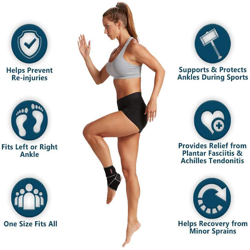 BESKEY Ankle Support Brace Adjustable Breathable Elastic Nylon Material Fit for Most Size Use for Sports Blue - BeesActive Australia