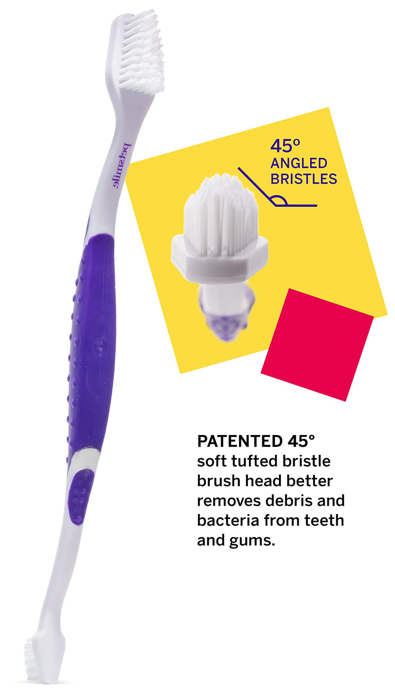 Petsmile Professional Dog Toothbrush | Patented 45° Bristles Dual-Ended Dental Brush Head Cleans Teeth for Small and Large Pets | Promotes Healthy Gums and Oral Hygiene | VOHC Approved Brand - BeesActive Australia