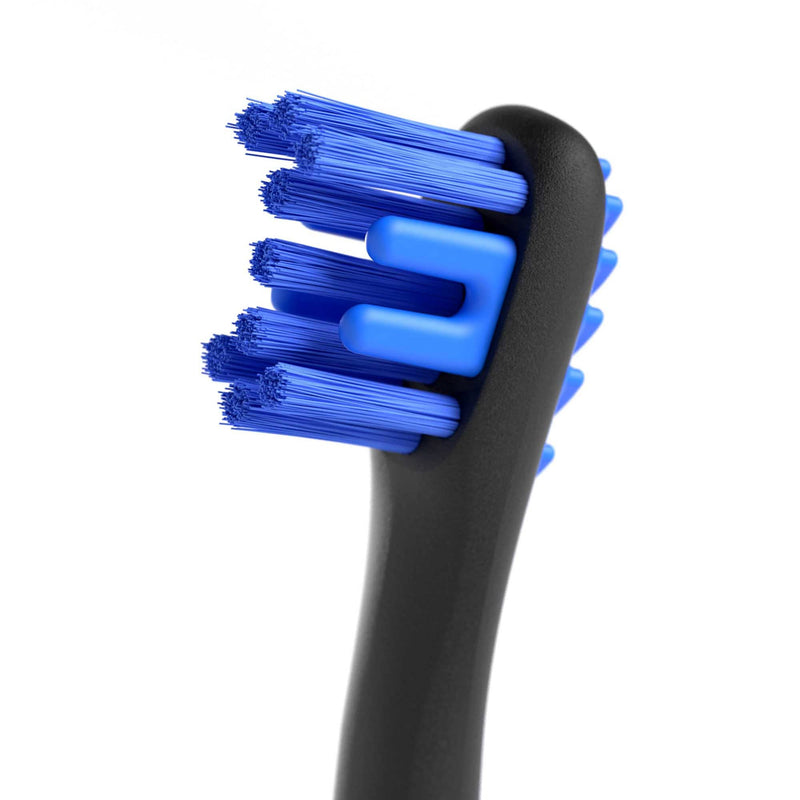 Pet Toothbrush for Dogs and Cats by Brushmate - Dual Size Angled Soft Brush Heads, Ergonomic Handle with a Flat Center That enhances Grip Control Blue - BeesActive Australia