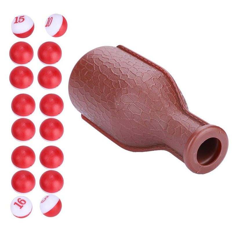 [AUSTRALIA] - VGEBY Billiard Kelly Pool Shaker Bottle, Brown Pool Dice Billiards Accessory with 16 Numbered Tally Balls 