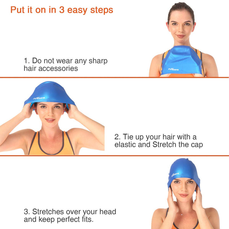 Firesara Swim Cap, Original Updated Swimming Cap 3D Ergonomic Design Comfortable Durable Ear Protection for Women Kids Men Adults Boys Girls for Long or Short Hair with Nose Clip and Ear Plugs skyblue - BeesActive Australia