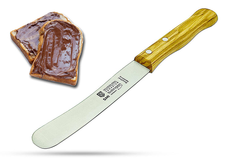 SMI - Bread Knife Solingen Butter Knife Olive Wood Handle Butter Spreader Table Knife with Wide Blade - Made in Germany - Not Dishwasher Safe - BeesActive Australia