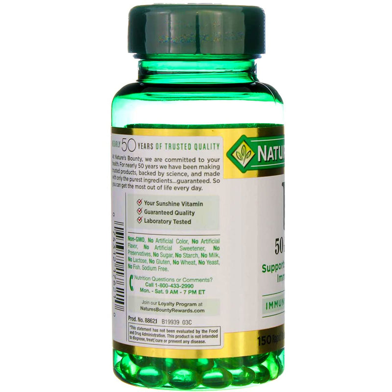 Vitamin D by Nature's Bounty, Supports Immune Health & Bone Health, 2000IU Vitamin D3, 150 Softgels - BeesActive Australia