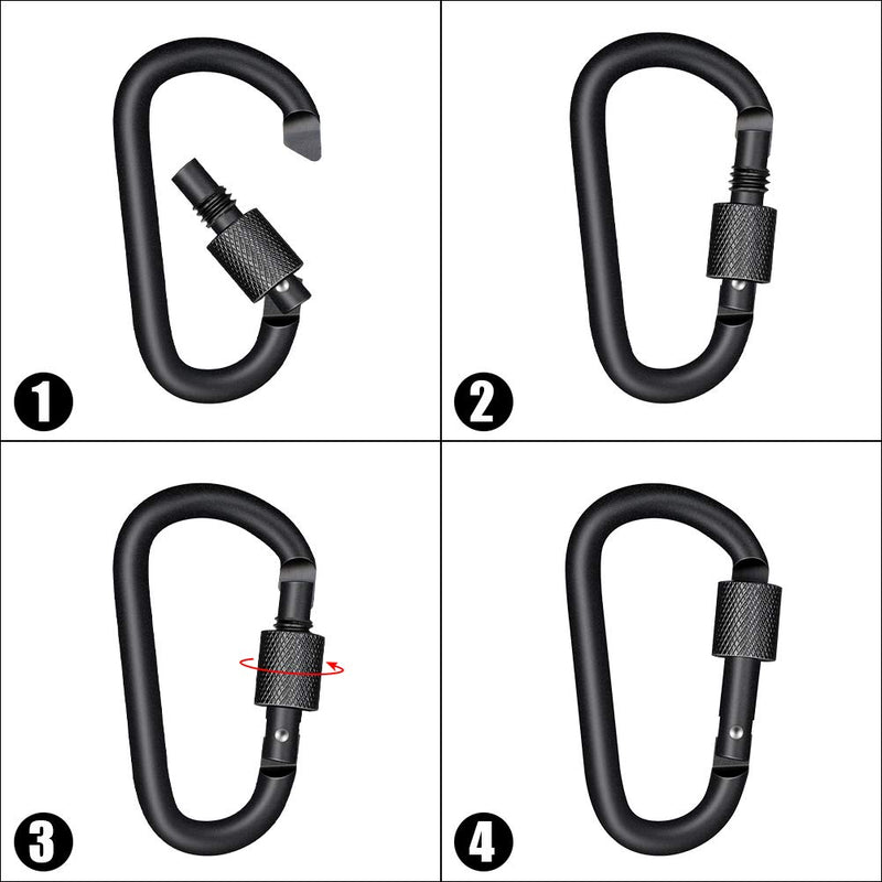 10 Pack Locking Carabiner Clip D Shape Spring-Loaded Gate Aluminum Keychain Gate Buckle for Home, Rv, Camping, Fishing, Hiking, Traveling and Keychain - Black 10 Pack - BeesActive Australia