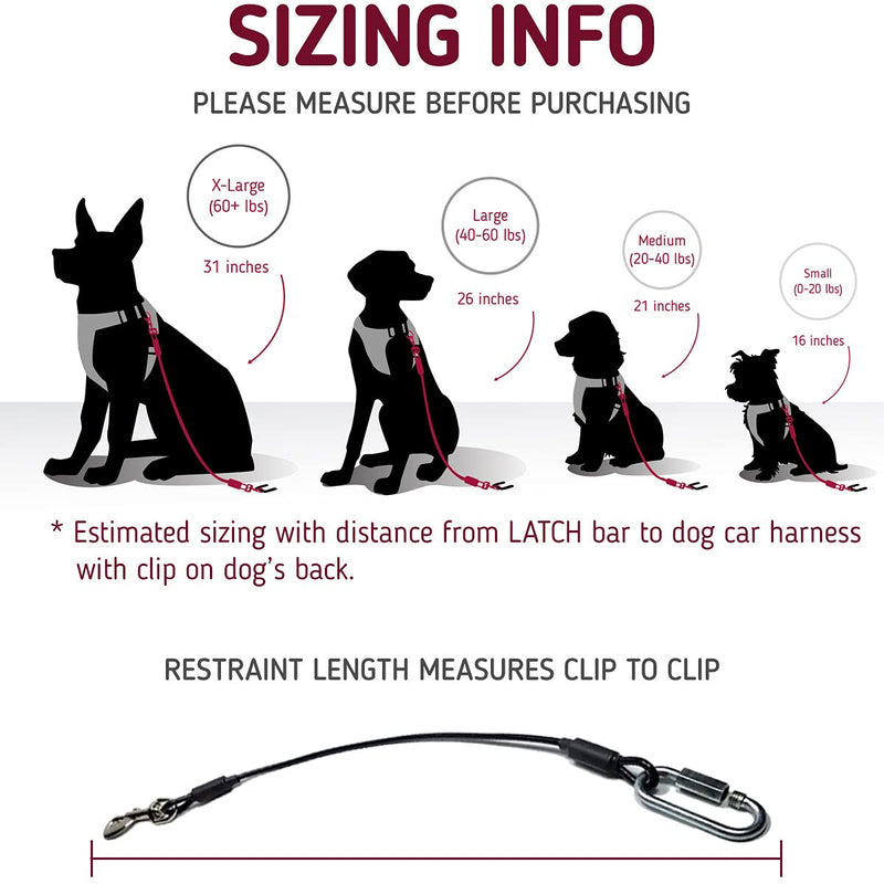 Leash Boss Dog Car Seat Belt Restraint - No-Chew Heavy Duty Car Seatbelt for Pets - 5 Sizes - Coated Steel Rope to Prevent Chewing 26 In - BeesActive Australia